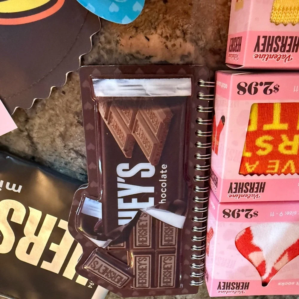 Brand New Hershey's and Reese's Themed Stationery Socks Small Bags Body Scrub